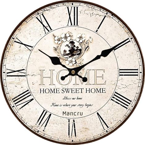 1CM d'épaisseur Horloge Murale Ronde Grande Taille en Style Vintage muet Horloge Murale 30cm de