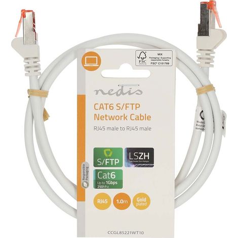 Nedis CAT6-Netzwerkkabel / RJ45 Stecker / RJ45 Stecker / S/FTP / 1.00 m / Rund / LSZH / Weiss / Label