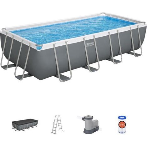 Bestway – Piscine hors-sol rectangulaire 549 x 274 x 122 cm – Volume 14 812 L – Structure acier anticorrosion – Liner mosaïque résistant
