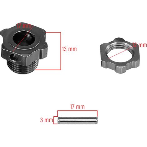 Écrou adaptateur de moyeux hexagonaux de roue en aluminium M17 17 mm avec broche pour voiture 1/8 RC Buggy Truggy Monster Truck HPI HSP Traxxas Losi Axial Kyosho Tamiya Redcat Himoto DF ZD Racing Craw (1/5)