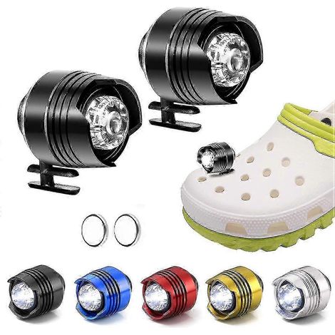 Lot de deux lampes frontales pour chaussures Crocs, sabots Crocs étanches à clipser, pour promener son chien ou camper. (1/5)