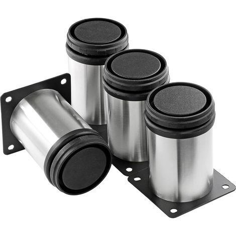 4 Pièces Pied de Meuble Réglables 8 cm, Pied Reglable pour Meuble, Ronds Métal Acier Inoxydable,Hauteur Réglable 0-15 mm,pour Pied Canapé,Avec Vis (1/5)