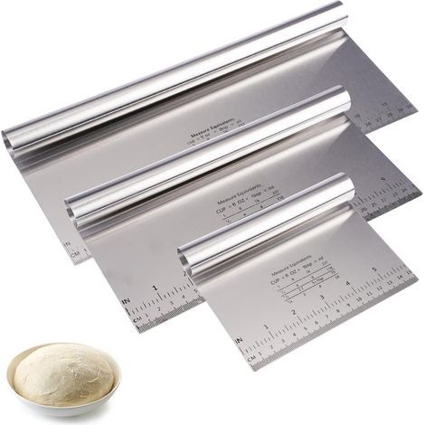 3 Pièces Grattoir à pâte, Acier inoxydable, Échelle de mesure, 15/25/30cm, Pour boulangerie, Cuisine (1/5)