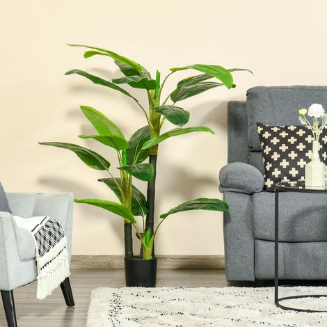 Pianta di banano artificiale da 150 cm con vaso e 18 foglie, pianta artificiale per decorazione domestica, terrazzo, giardino, soggiorno, verde
