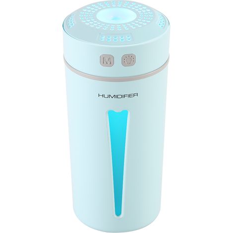 USB-Luftbefeuchter-Diffusor in Becherform für Zuhause, Büro und Auto mit farbigem LED-Nachtlicht (Blau) (1/5)