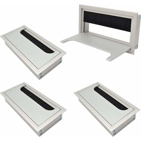 VURAHOME - Passe-câble Couvercle Passe Câbles Fil Carrée 80x 160mm pour Encastrer sur Table de Bureau Organisateur de Cables pour Meuble Aluminium Argent Anodisé Passage de Câble Cache-Câble Lot de 4 (1/5)