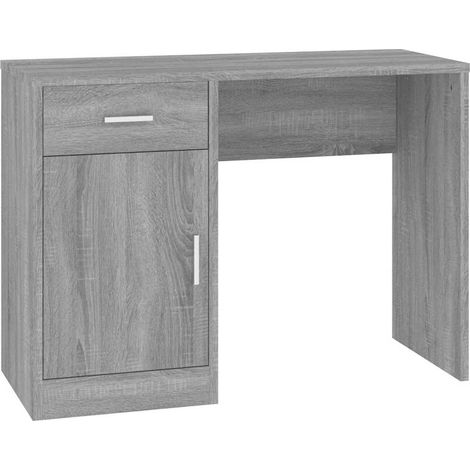 Scrivania  Tavolo da ufficio Cassetto grigio sonoma 100x40x73cm Legno Multistrato (1/5)