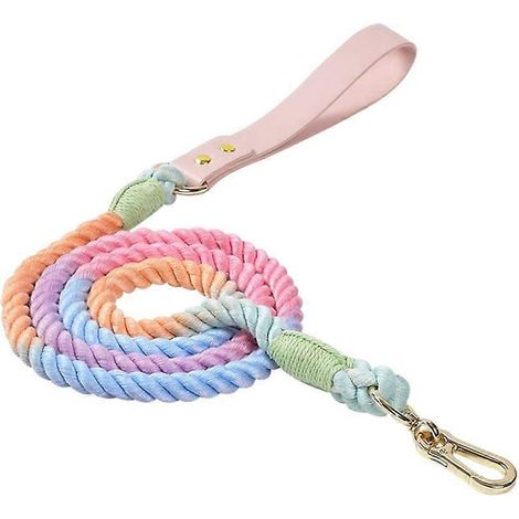 Gewebte Hundeleine mit Farbverlauf, Katzenleine mit Zugseil, mehrfarbige Leine für Hunde und Katzen - 150 cm  12 mm, Macarons.