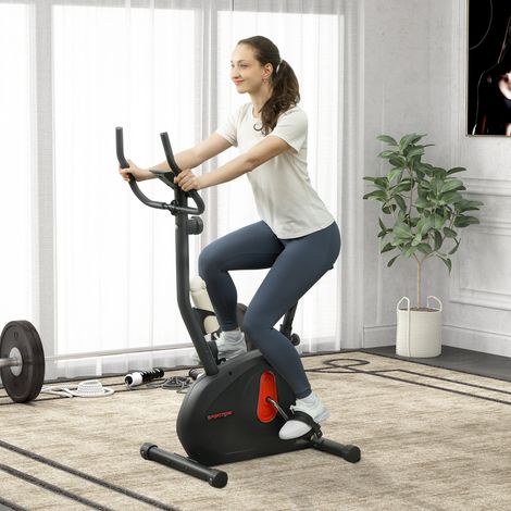 Heimtrainer mit einstellbarem Magnetwiderstand, Sensor, LCD-Display und verstellbarem Sitz, 88 x 50,5 x 131,5 cm, Schwarz