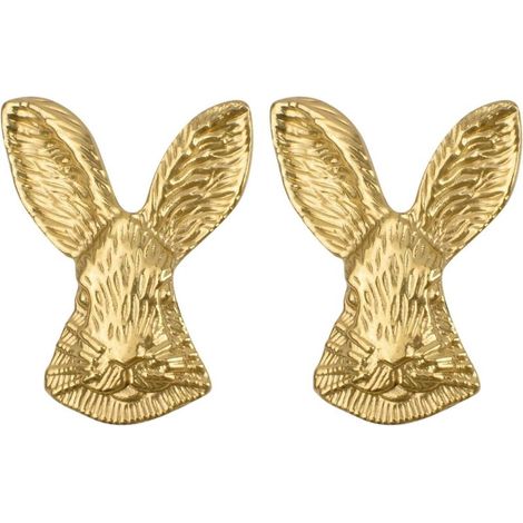 Lot de 2 boutons de porte modernes et minimalistes en forme de tête de lapin en laiton massif pour armoires de cuisine, tiroirs et poignées avec vis de montage (1/5)