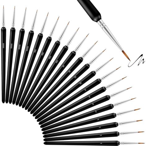 Pinceaux de précision pour peinture, lot de 20, pour maquettes, figurines, acrylique, aquarelle et nail art (1/5)