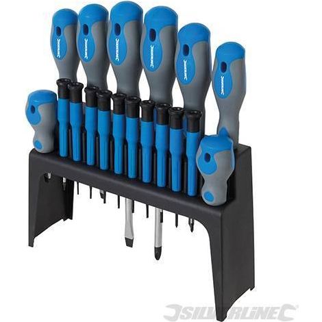 Set di cacciaviti ad impugnatura morbida Silverline 18 pezzi