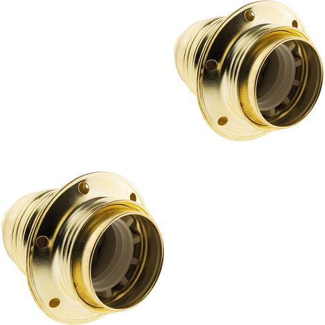 Lot de 2 douilles E27 acier laitonné double bague + borne de terre - Zenitech