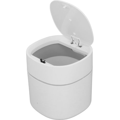 Mini Poubelle de Bureau avec Couvercle pour Déchets et Poussière - Blanc pour Table Basse, Coiffeuse ou Plan de Travail