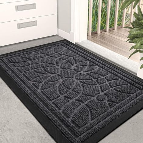 Paillasson extérieur gris foncé 60x90 cm, antidérapant et absorbant, lavable, idéal pour couloir, terrasse, jardin (1/5)