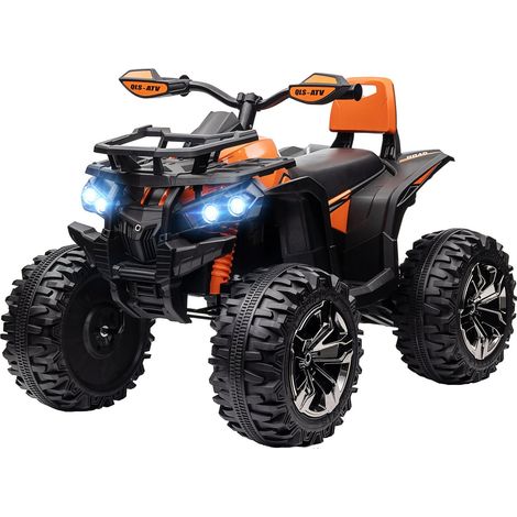 Quad eléctrico para niños, 12V 10Ah quad infantil con función avance, retroceso, 2 motores, puerto USB, reproductor de música MP3, vehículo infantil con faro 3-8 km/h, para niños 3-5, naranja (1/5)