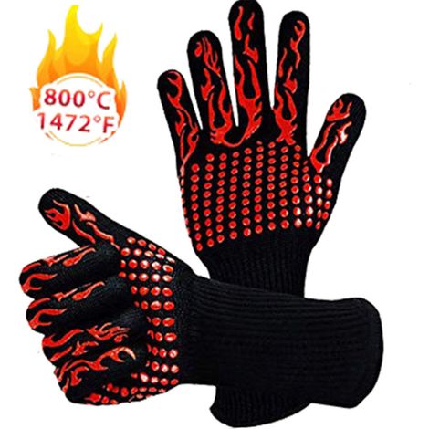 Gants De Cuisson - Résistants À La Chaleur Jusqu'à 800 °C - Pour Barbecue Four Et Grill - Protection Jusqu'au Coude - Taille Unique - Lot De 1 (1/5)