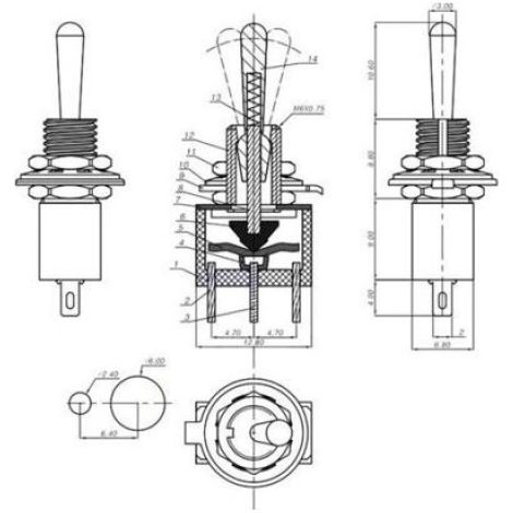 Commutateur À Bascule SPDT - 3 Broches - 125 V AC 6 A - Pour Électronique Automobile Industriel Médical - Lot De 15 (1/5)