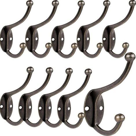 Retro-Garderobenhaken, Vintage-Wandhaken aus Metall, 10 Stück, Bronze, für Bad, Küche, Schlafzimmer, Flur (1/5)