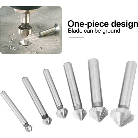 Lot de 6 lames à chanfreiner HSS entièrement rectifiées pour le travail du bois, à 3 cannelures. (1/3)