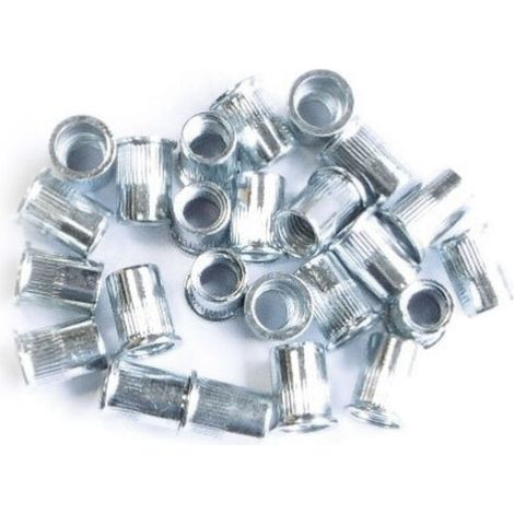Insertos roscados de cabeza plana de 12 mm – Tuercas cilíndricas para chapa metálica – Paso de rosca 12 x 175 – Bolsa de 25 unidades