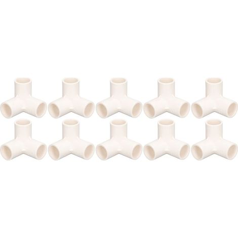 10 PVC-3-Wege-Rohrverbinder, T-Stück, Winkel, 25 mm Innendurchmesser, Weiß (1/5)