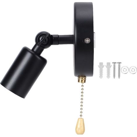 Applique murale vintage E26/E27 tête orientable chevet bureau 85-245V noire (1/5)