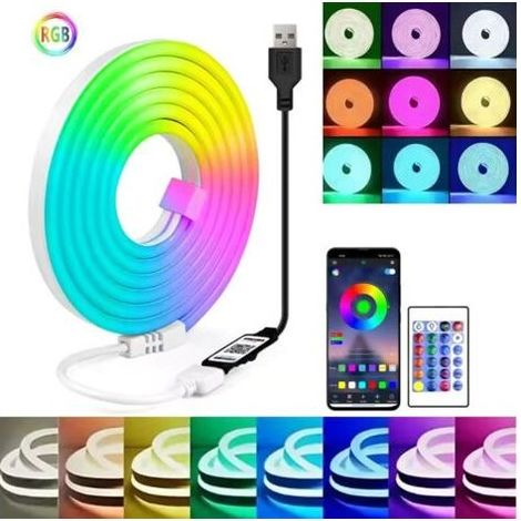 Bande LED 5M pour Extérieur, Bande LED RGB Étanche IP68 pour Extérieur, Compatible avec une Télécommande/APP avec Synchronisation Musicale et Fonction de Minuterie pour Balcons, Toits et Jardins (1/5)