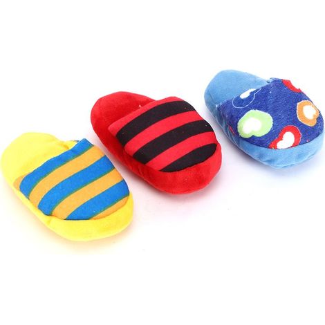 Ensemble de 3 pantoufles en peluche pour chien, avec un jouet à mâcher dentaire qui émet des sons pour nettoyer les dents et prévenir les mastications destructives. (1/5)