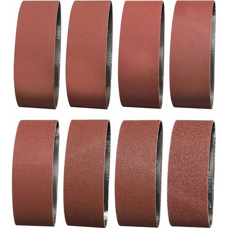 GABRIELLE Bande Abrasive 75x533 Mm- Grains 2 X 40/60/80/120/180/240/320/400 Bande De Ponceuse Pour Le Ponçage Gxk51-P, Le Polissage Et Le Dépoussiérage, Idéale Pour Le Bois (16 Pièces)