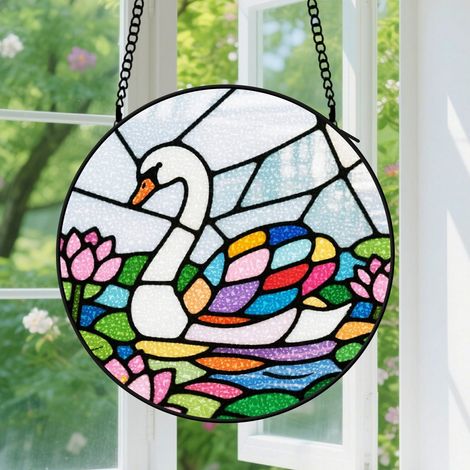 Suspension en vitrail, attrape-soleil coloré minimaliste unique, décoration intérieure fenêtre, cadeau Noël pour femme, homme, famille 9cm (1/5)