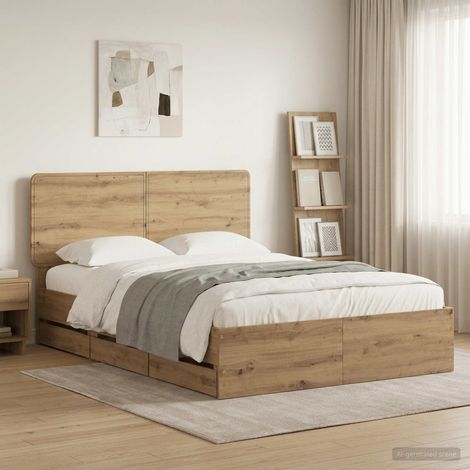Bed Frame with Storage and Headboard Artisan Oak 120 x 200 cm vidaXL (1/5)