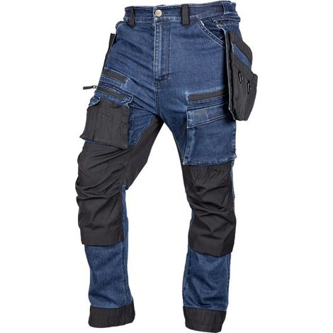 Pantalon de travail en denim bleu marine avec renforts Cordura, taille M - T N81-361-M (1/5)