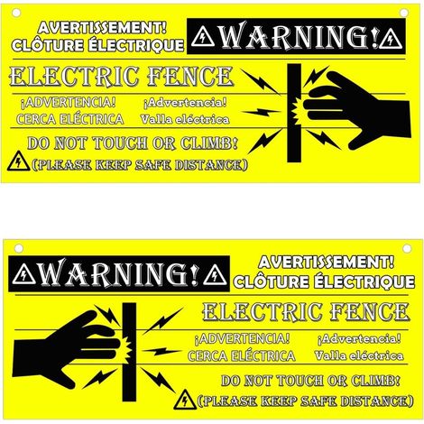 Pop Resin Electric Fence Warning Sign Plastic Fence Warning Sign 10 x 4 Inch Electric Fence - Electric Safety for Farm and Home (Yellow) (1/4)