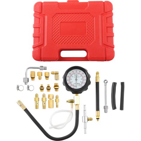 Fuel Injection Gauge Pressure Tester Test Kit Car System Pump Tool Set  0-140PSI (1/5)