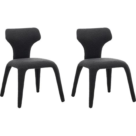 Lot de 2 chaises 55x57x79 cm en tissu bouclette anthracite (1/5)