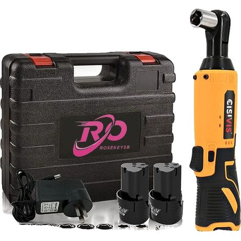 Llave de impacto eléctrica de ángulo recto, par de 580 Nm, velocidad de 300 rpm, accionamiento de 3/8 de pulgada, ancho compacto de 3 cm, batería de 12 V. (1/5)