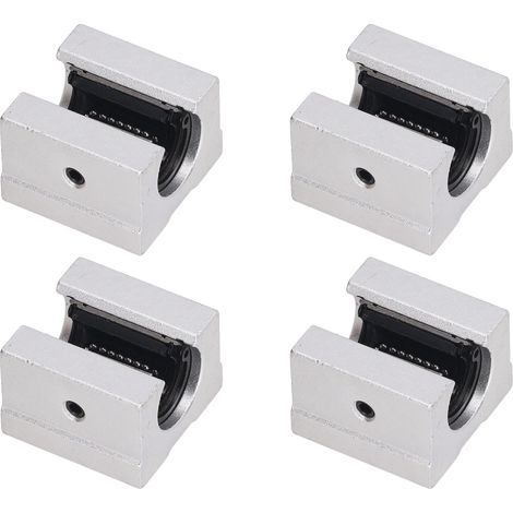 Lot de 4 Blocs Coulissants Linéaires SBR12UU, Roulements à Billes Ouverts en Alliage d'Aluminium pour Glissière CNC (1/5)