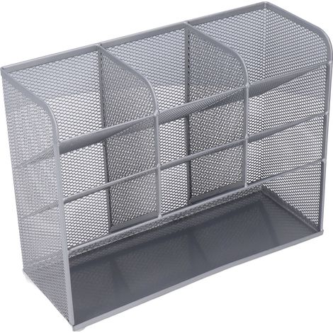 Organiseur de bureau en maille, 9 compartiments, grand espace de rangement, design inclinable à 45°, porte-crayons multifonctionnel pour bureau et maison (1/5)