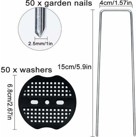 150 picchetti da giardino, con 150 rondelle, per fissare teloni e teli pacciamanti. (1/4)