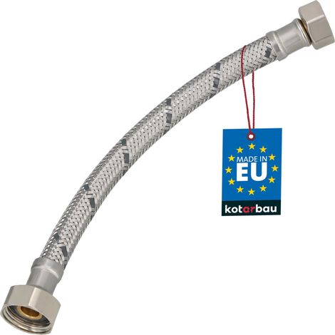 KOTARBAU® Flexible Robinet 1/2"x3/8" - Tuyau Robinet 20cm - Acier Inoxydable - Rallonge Robinet Cuisine Flexible - Tuyau Robinet Cuisine Flexible - Tuyau Flexible Plomberie - Argent (1/4)