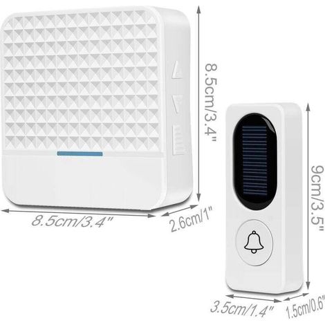 Sonnette sans fil Sonnette solaire électronique sans fil, blanche 8,5 8,5 2,6 cm, 9 3,5 1,5 cm (1/3)