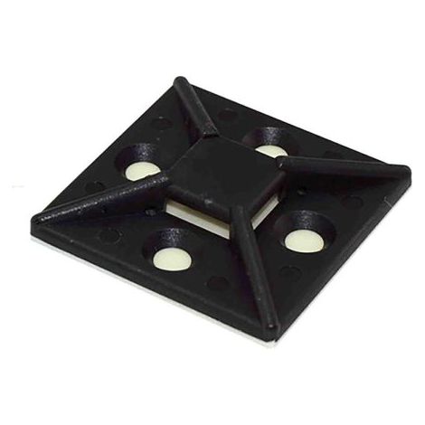Embase pour serre-câbles RS PRO autoadhésive noire 38.5mm x 38,5 mm, Ø fixation 7.6mm ( Prix pour Sachet de 25 )
