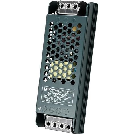 Transformateur 220V 24V, Alimentation Led Mince, AC vers DC 4,2A, Driver avec Boîtier en Aluminium Anodisé, Protection Surcharges et Courts-Circuits