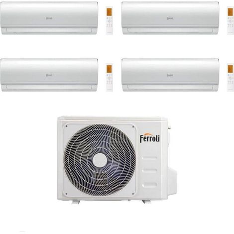 Ferroli – Climatiseur réversible 9+9+9+12 – Puissance 12kW – Classe A++ – Wi-Fi – Filtration quadruple – Technologie inverter – Compatible Alexa et Google Home