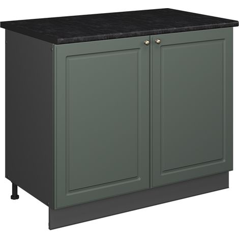Spülenunterschrank Fame-Line, Grün-Gold Landhaus/Anthrazit, 100 cm, AP Anthrazit, Vicco (1/5)