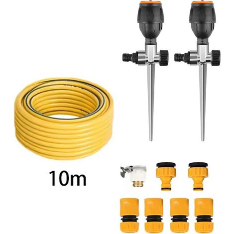(Deux buses) Ensemble de tuyau d'arrosage rotatif automatique pour arrosage de jardin, pour une irrigation couvrant une grande surface. (1/5)