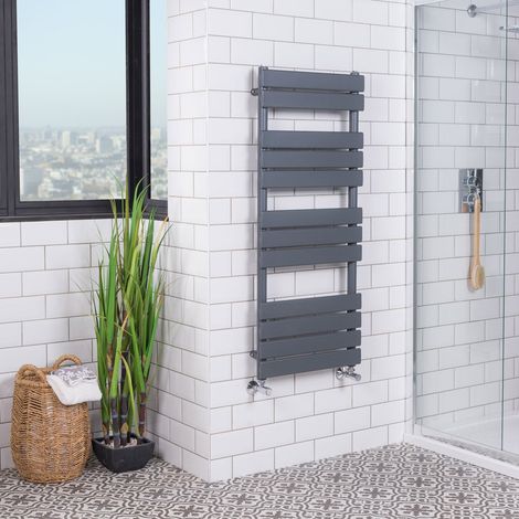 WarmeHaus Sand Grey Flat Panel Heated Towel Rail 1200x500mm