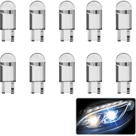 10PCS White Led Number Plate Light Bulbs W5W 501 T10 194 168 6500K, Non Polar Design Side Light Bulb, for Car Dome Map Door Courtesy License (1/5)