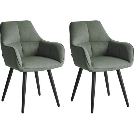 Set di 2 sedie da pranzo imbottite con braccioli Design moderno Base in metallo verde Tirano (1/5)
